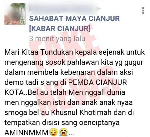 Awas! Ini Dua Hoaks Seputar Demo Rusuh di Cianjur