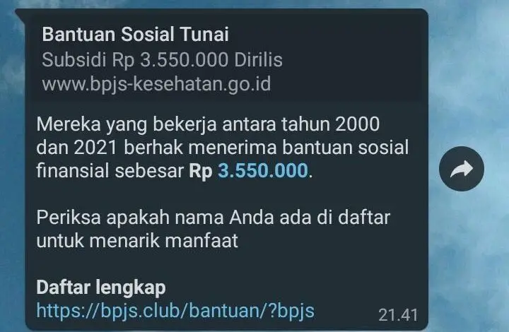 Beredar Info Bantuan Finansial BPJS Rp 3.550.000, Cek Faktanya di Sini