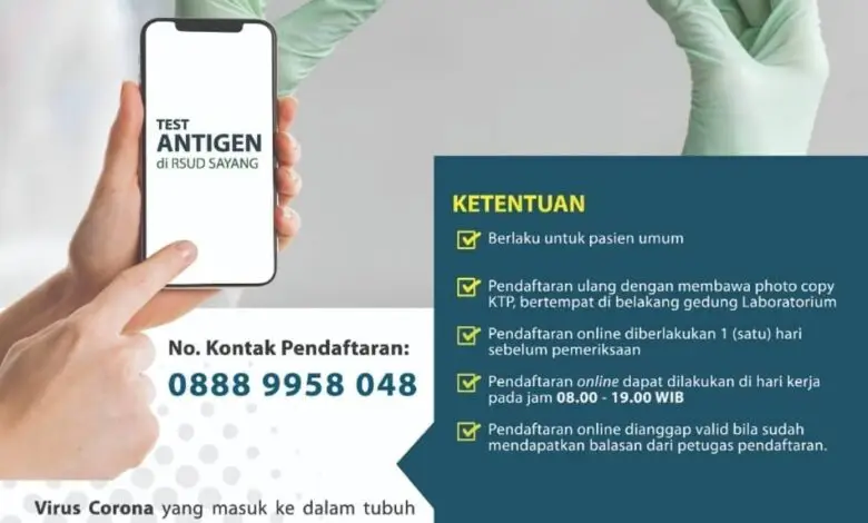 Cara Pendaftaran dan Harga Rapid Test Antigen di RSUD Sayang Cianjur