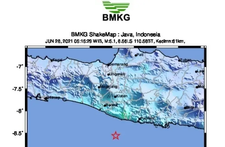 Gempa Magnitudo 5,3 Guncang Gunungkidul Yogyakarta