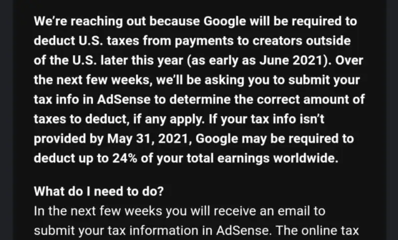 Google Akan Tetapkan Pajak Adsense Youtube, Seperti Ini Penjelasannya