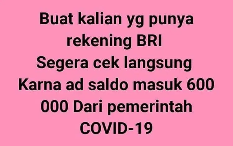 Heboh Pemilik Rekening BRI Dapat Bantuan Rp 600 Ribu, Cek Faktanya! — Cianjur Update