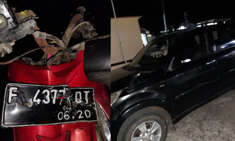 Jalan Gelap, Mobil Dinas Pelat Merah Tabrakan dengan Motor di Sindangbarang