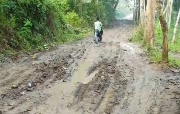Jalan Rusak Penuh Kubangan, Warga Cibinong Cianjur Dambakan Perbaikan