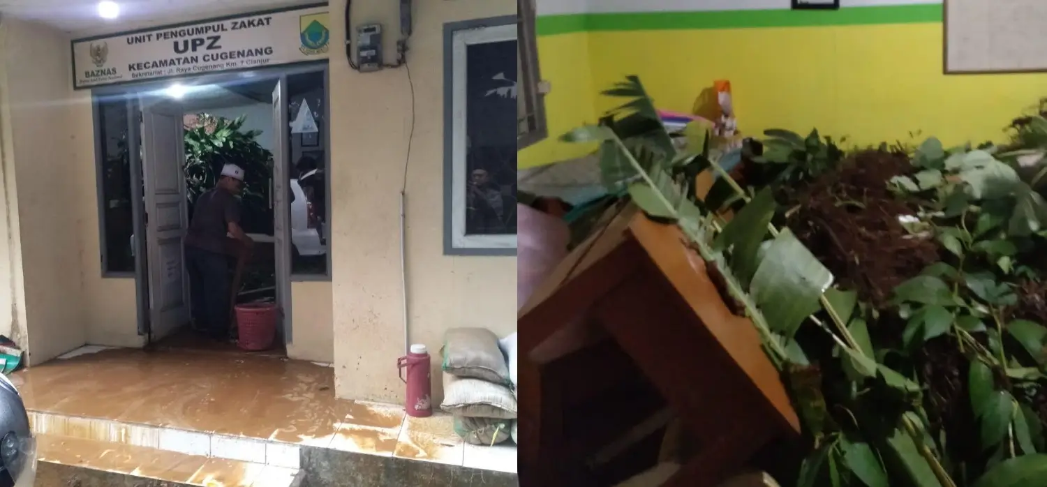 Kantor UPZ Kecamatan Cugenang Rusak Tertimpa Longsor