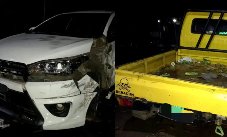 Kecelakaan di Cijedil, Mobil Yaris Ringsek Usai Tabrak Pantat Pikap