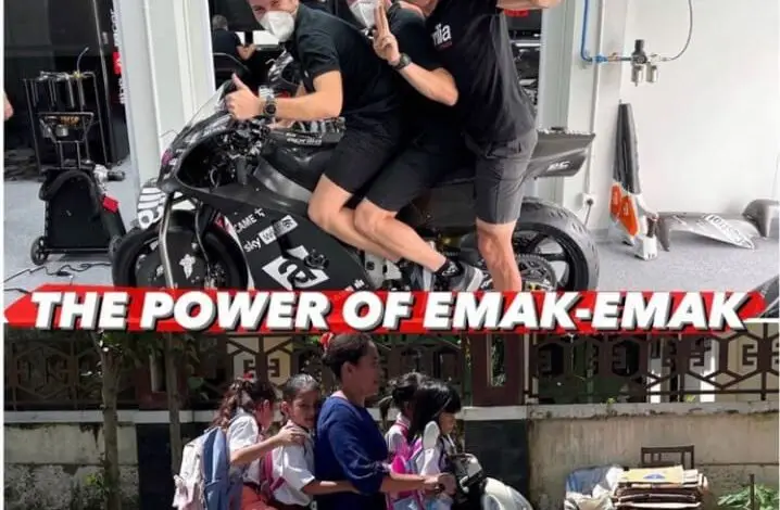 Kocak! Aleix Espargaro Naik Motor Bertiga Ala The Power of Emak-emak