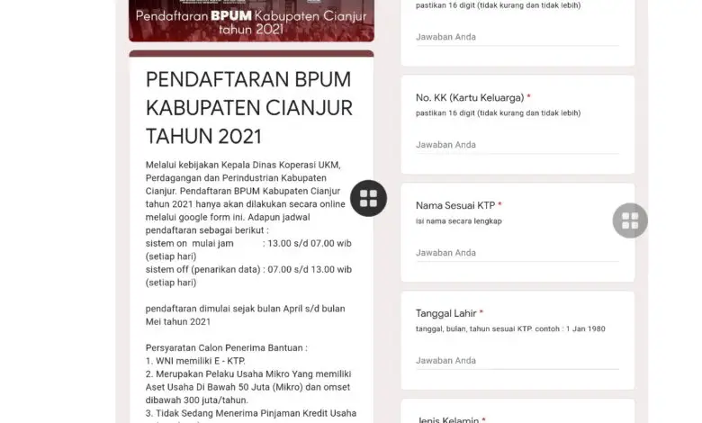 Pendaftaran BPUM Cianjur 2021 Dibuka, Klik Link bit.ly/BPUMCianjur2021
