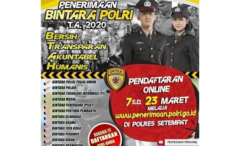 Penerimaan Polri Dibuka, Nih Syarat dan Cara Daftar di penerimaan.polri.go.id