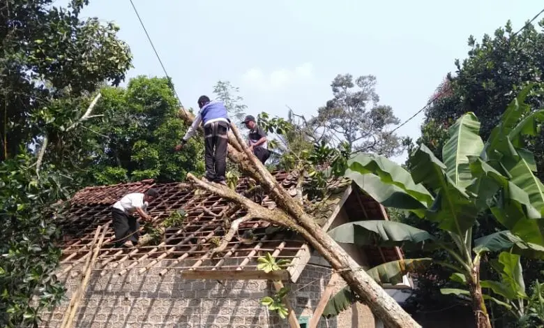 Rumah di Cilaku Rusak Berat Tertimpa Pohon Tumbang