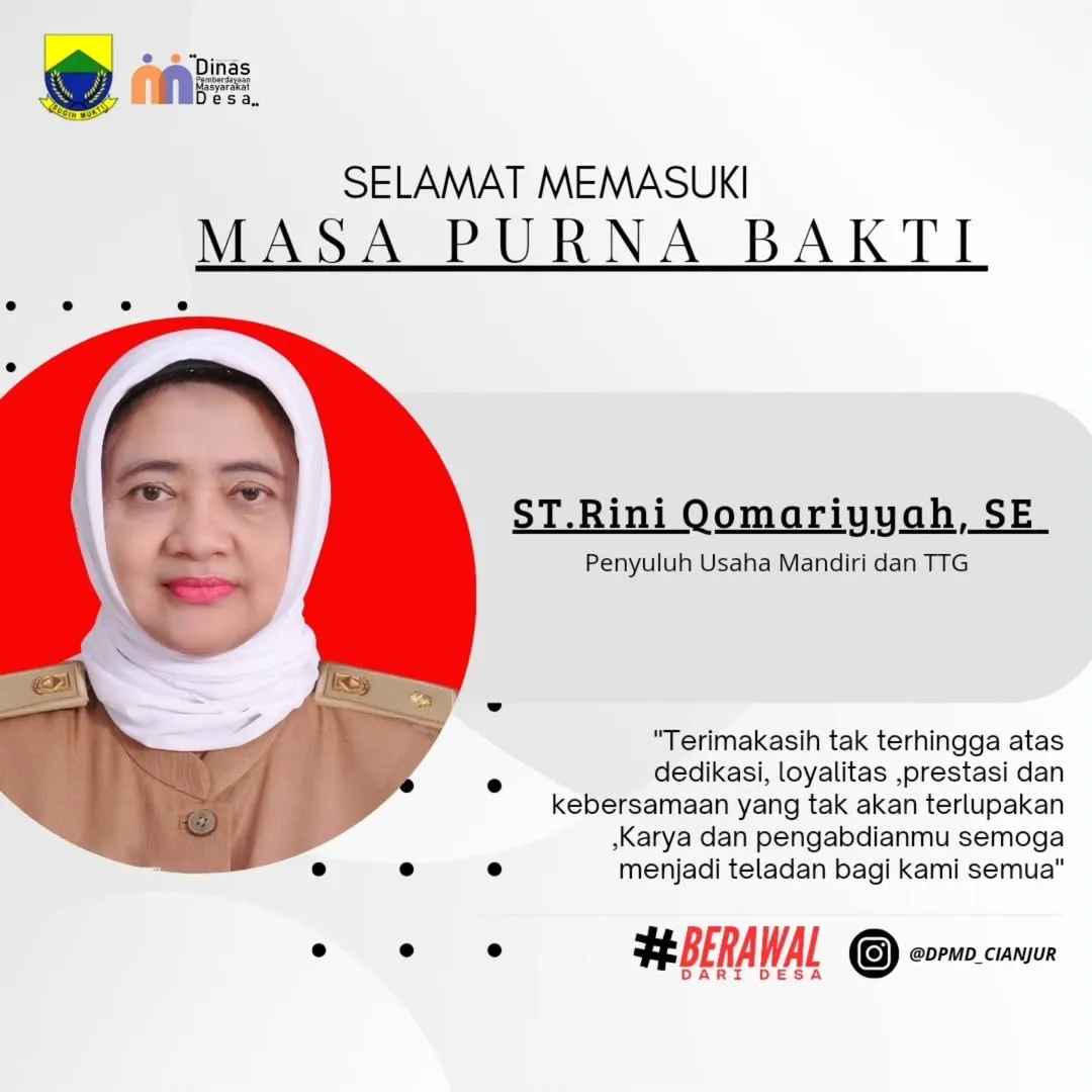 Suasana Haru Warnai Pelepasan Purna Bakti Rini Qomariyah oleh DPMD Cianjur