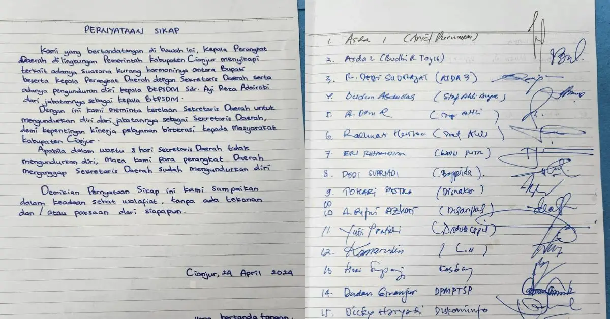 Surat Tuntutan Agar Sekda Cianjur Mundur Buat Gempar, Apakah Akan Ada Penggantian