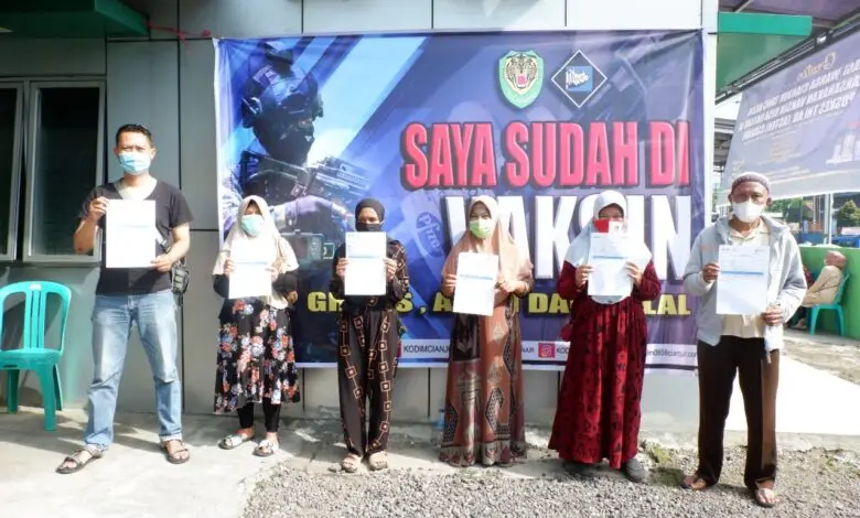 Target 300 Orang Sehari, Kodim 0608/Cianjur Laksanakan Serbuan Vaksin Nasional