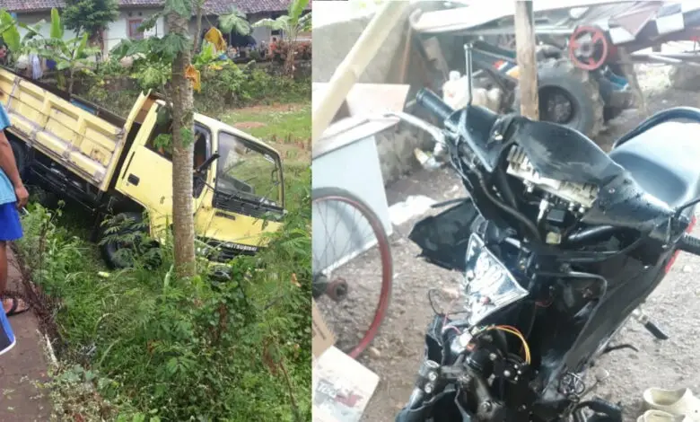 Truk dan Motor Kecelakaan di Sukaluyu, Driver Ojol Luka-luka