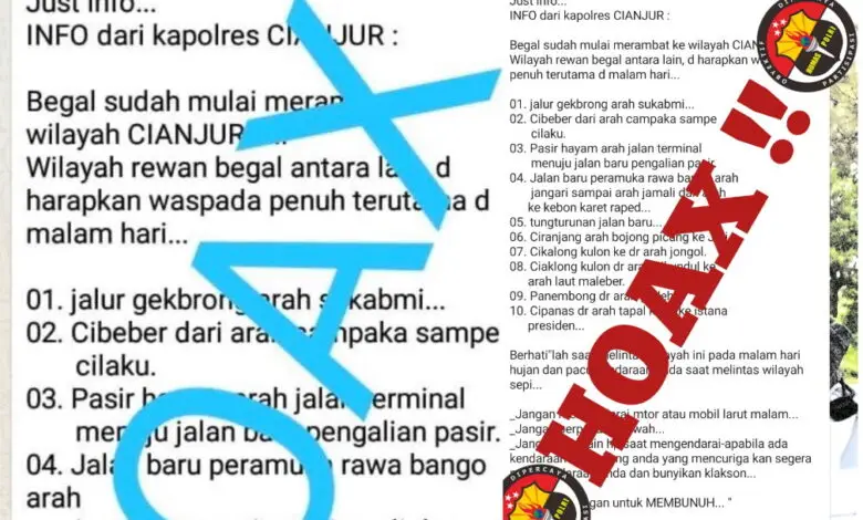 Viral Pesan Berantai Begal di Cianjur, Hoaks Lama Bersemi Kembali