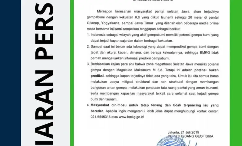 Viral Potensi Gempa dan Tsunami di Pantai Selatan Jawa, Begini Penjelasan BMKG