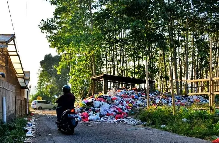 Viral, Sampah Menggunung di Pinggir Jalan Desa Ciherang