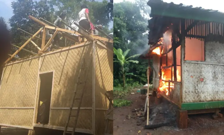 Warga Cibeber Bangun Rumah Kakek yang Dibakar Anak Gara-gara Motor