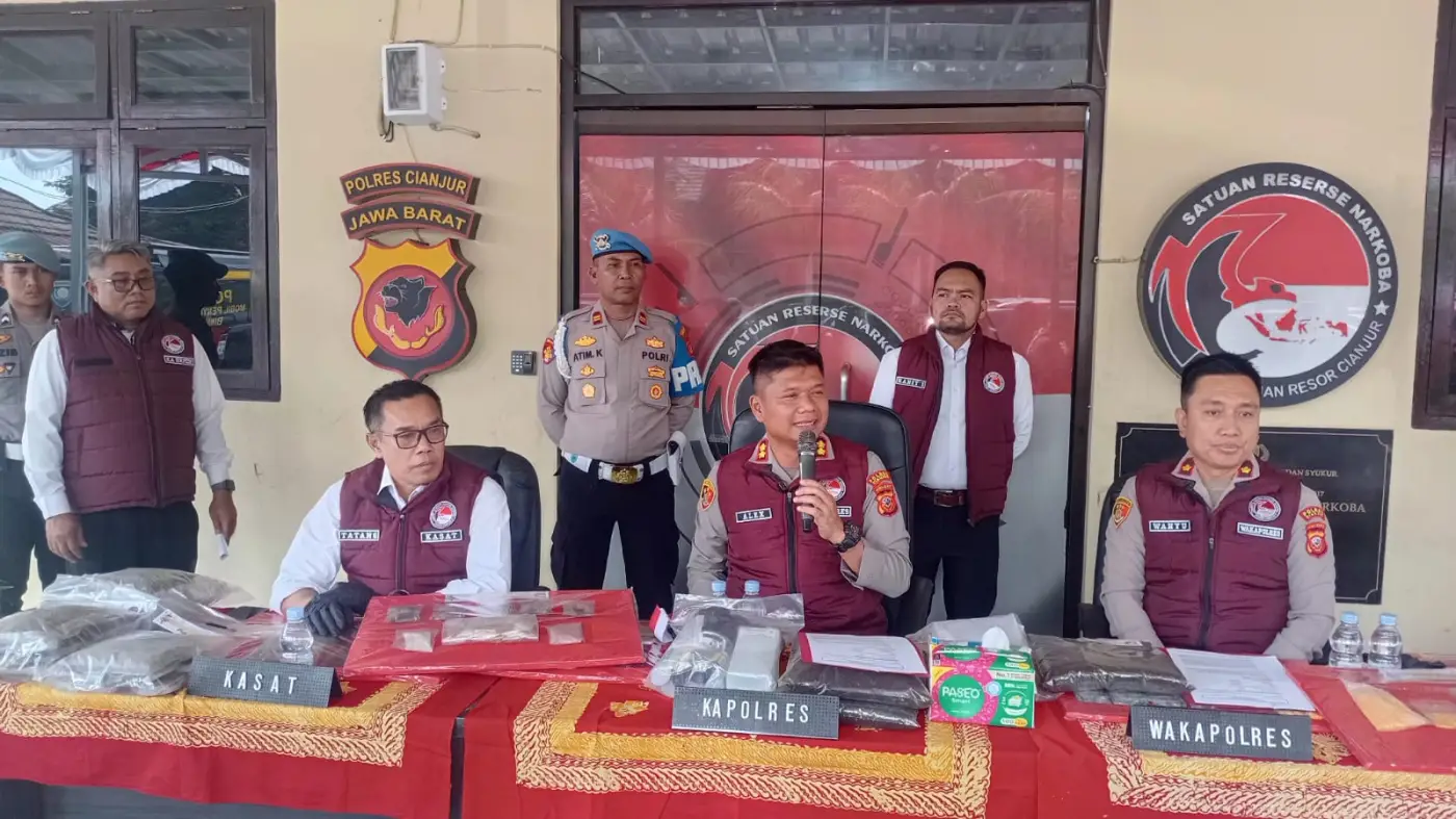 Satresnarkoba Polres Cianjur Ungkap 32 Kasus Narkoba, Sita 17,1 Kg Ganja dan 479 Gram Sabu