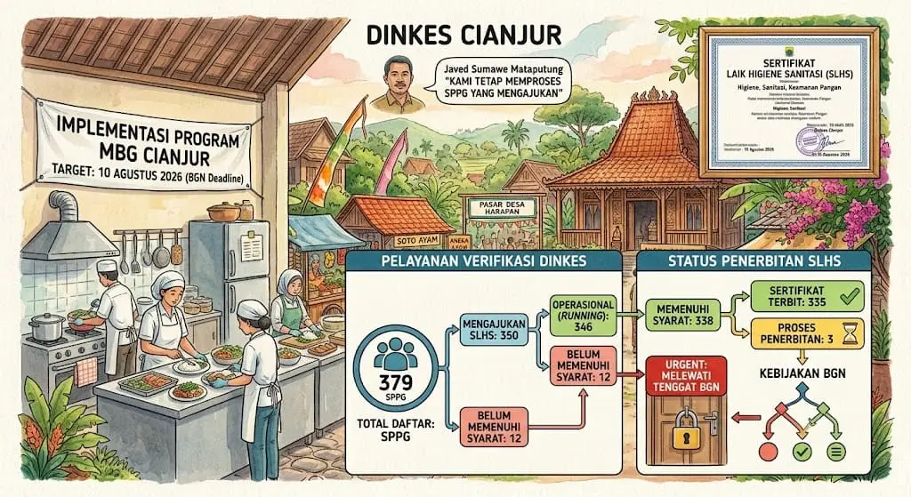 Batas BGN Kadaluwarsa, 12 Dapur MBG di Cianjur Belum Penuhi SLHS