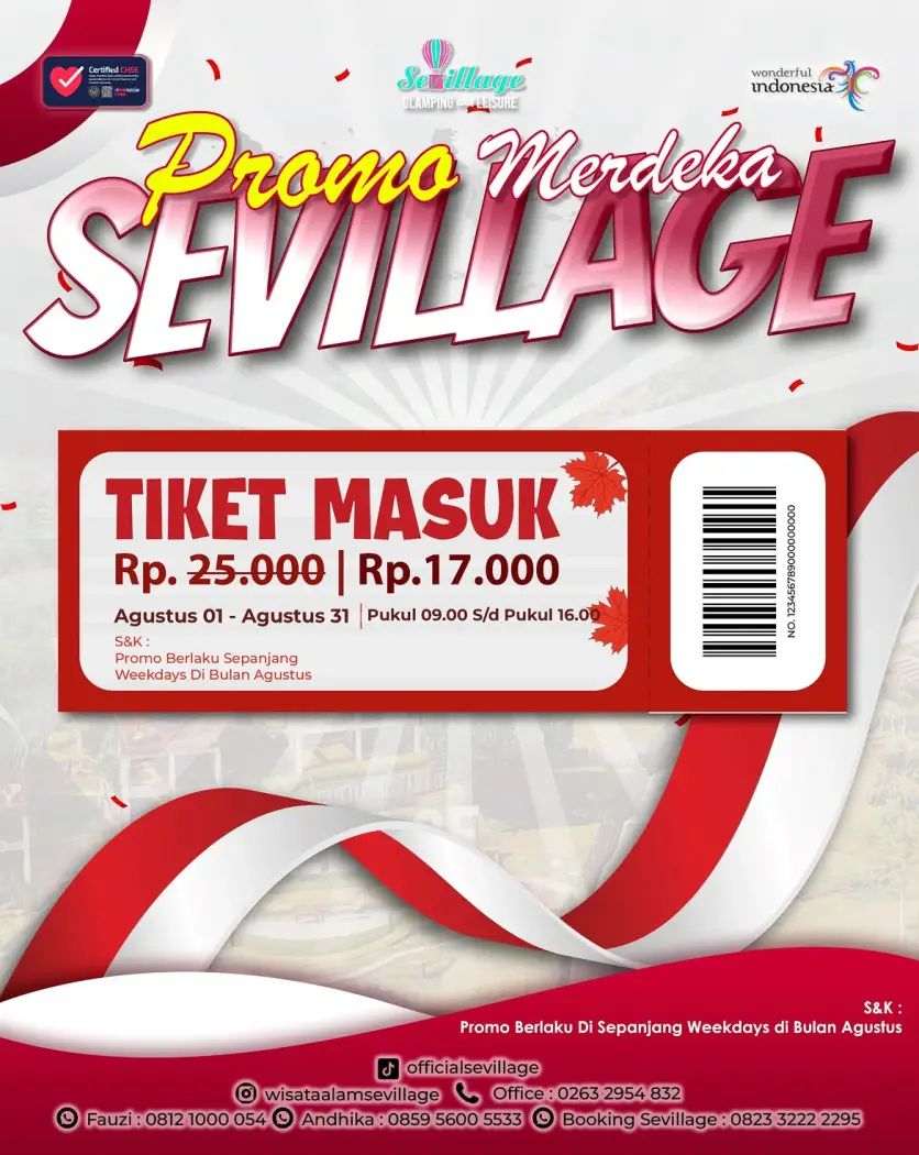 Promo Kemerdekaan di Wisata Alam Sevillage, Tiket Masuk Cuma Rp17 Ribu Selama Agustus 2026