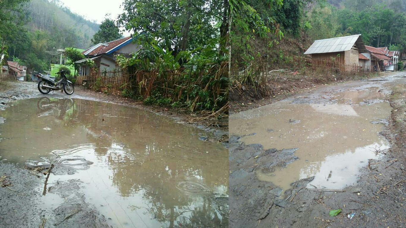 Sempat Diaspal Tahun 1998, Jalan di Cijati Rusak Penuh Lumpur