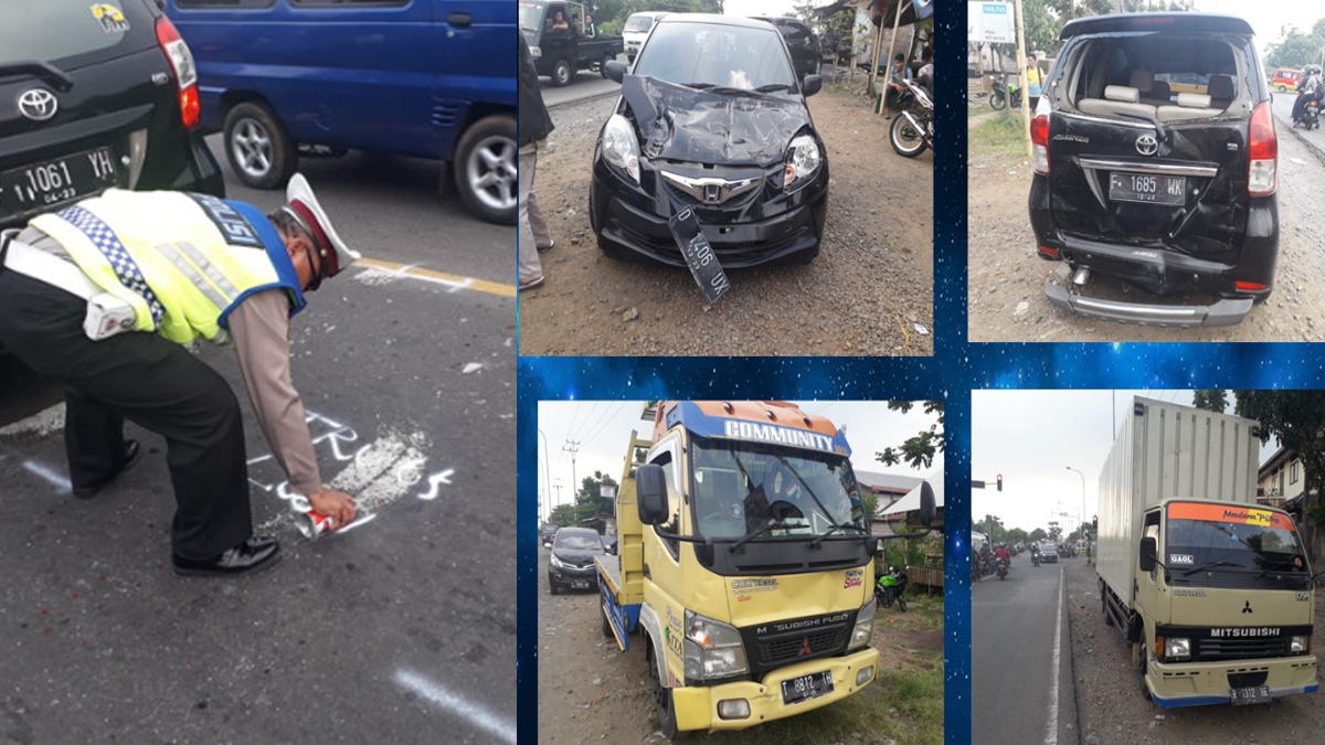 Sopir Ngantuk, Truk Tabrak Dua Mobil dan Boks di Karangtengah