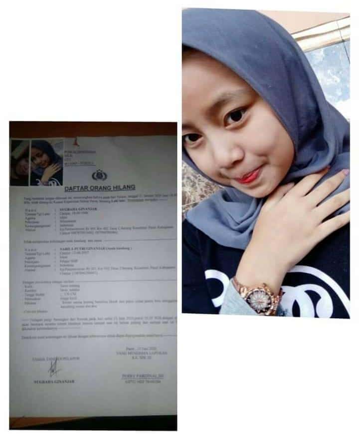 Dicari orang hilang, seorang Anak Baru Gede (ABG) berusia 12 tahun asal Kecamatan Pacet, Kabupaten Cianjur bernama Nabila Putri Ginanjar.