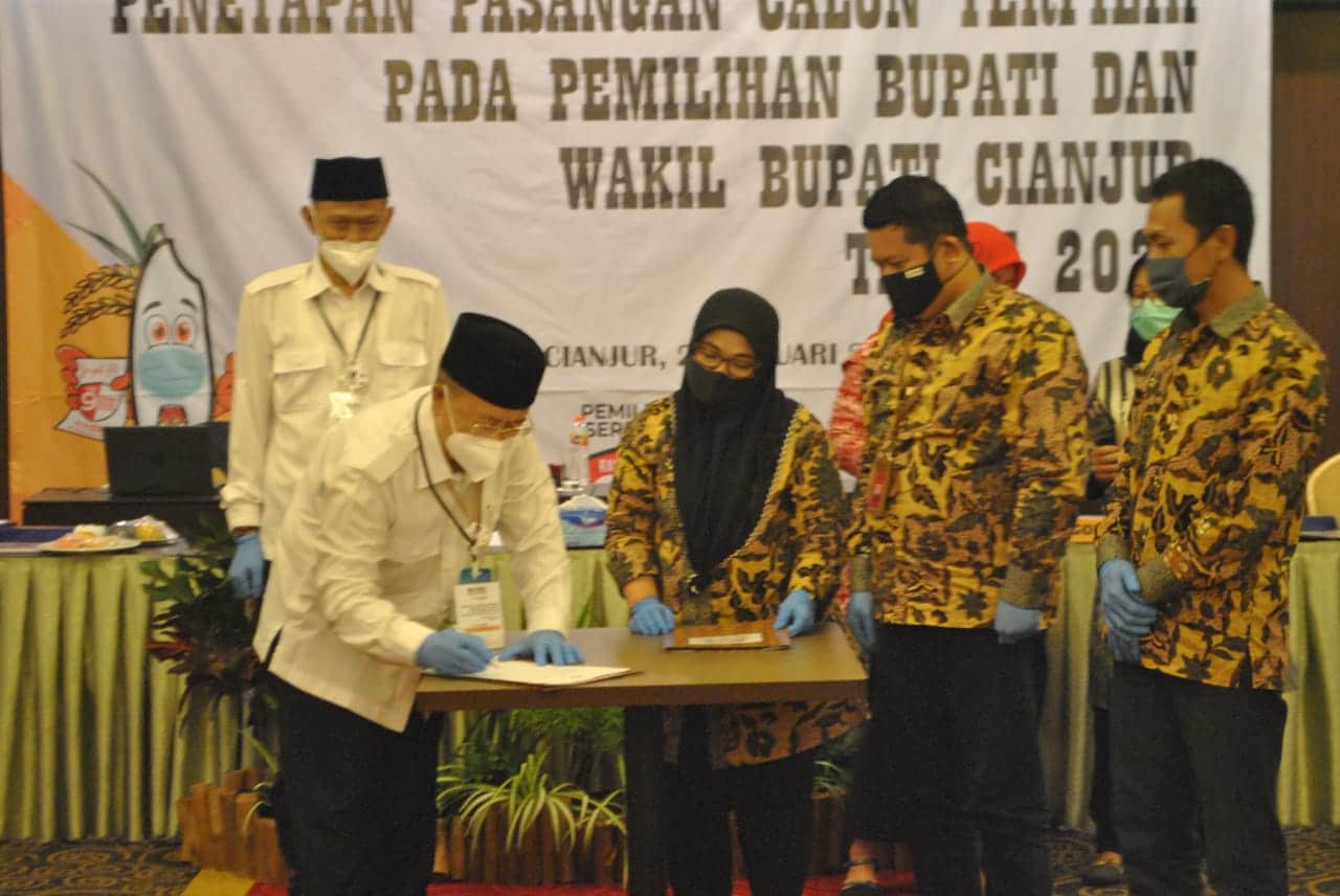 KPU Cianjur Tetapkan Herman-TB Mulyana Sebagai Bupati dan Wakil Bupati Cianjur 2021-2026