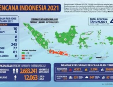 Rilis BNPB: 429 Bencana Terjadi di Indonesia, 223 Orang Meninggal, Peristiwa Banjir Paling Tinggi