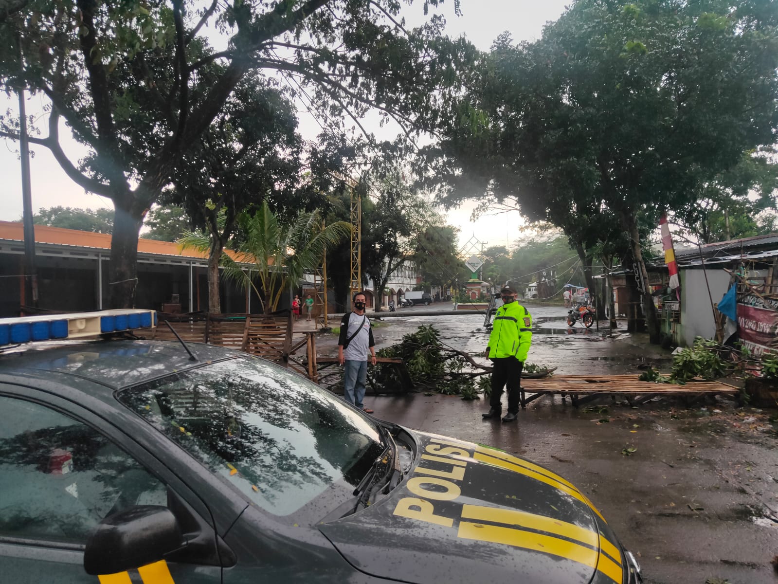 Hujan Angin, Sejumlah Pohon dan Tiang Listrik Tumbang di Cianjur