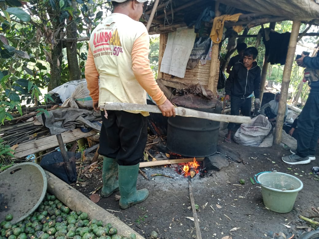 KOLANG-KALING: Setiap tahunnya, terlebih di bulan Ramadan, hampir seluruh masyarakat Kampung Kolang-Kaling sekitar mengolah buah dari pohon aren.(Foto: Afsal Muhammad/cianjurupdate.com)