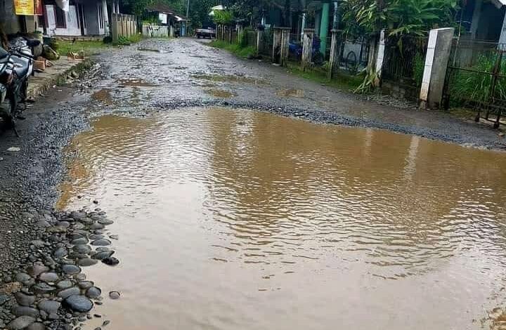 Seperti Kolam Ikan, Begini Penampakan Jalan Raya Cijati di Cianjur Selatan