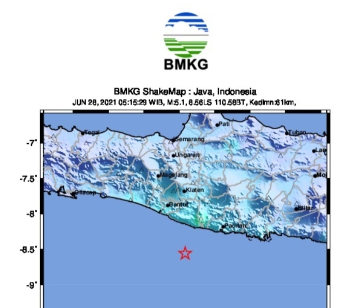 Gempa Magnitudo 5,3 Guncang Gunungkidul Yogyakarta