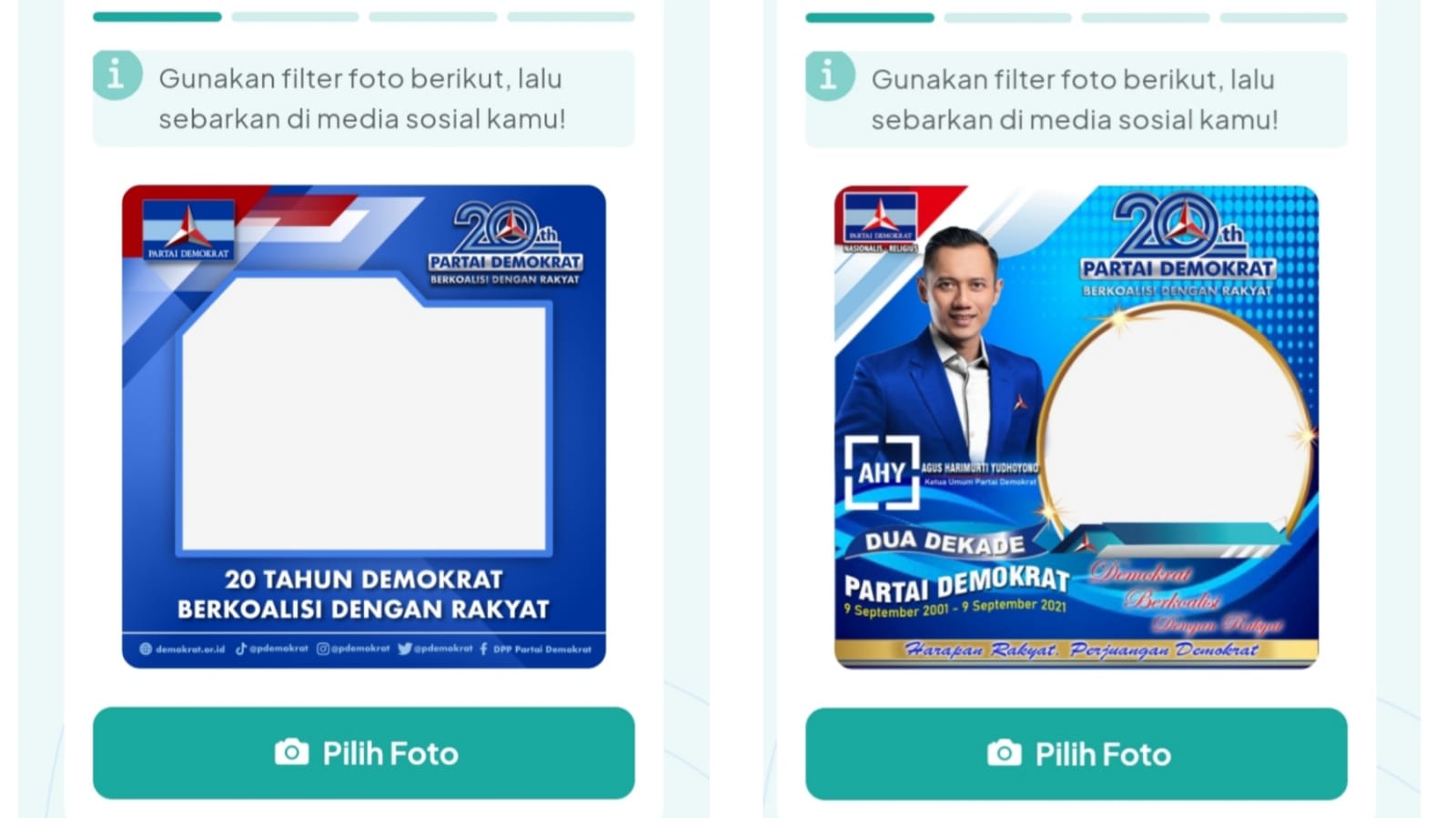 Bingkai Foto Twibbon HUT Partai Demokrat ke-20