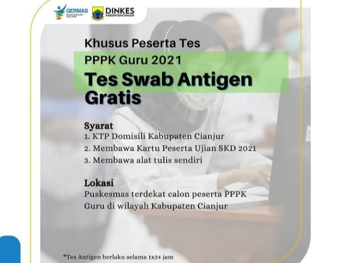 Dinkes Cianjur Siapkan 10 Ribu Swab Test Antigen Gratis untuk Peserta CPNS dan PPPK