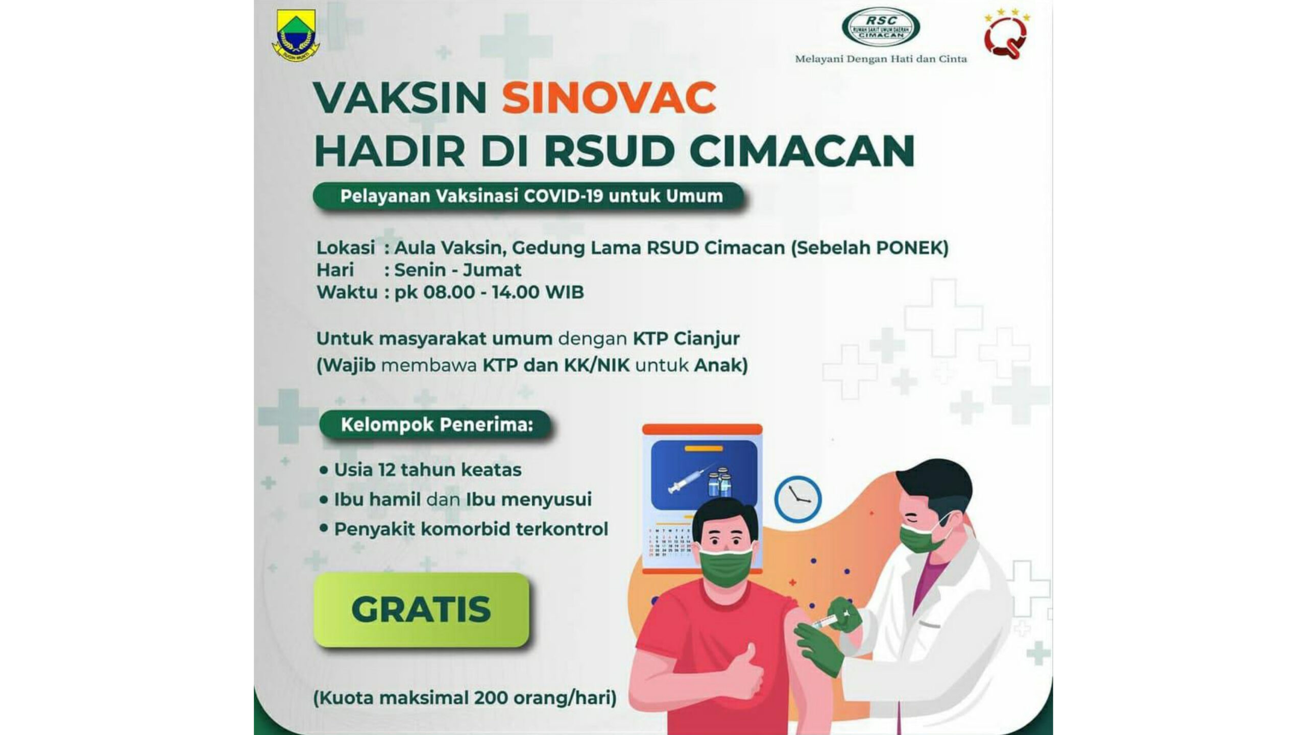 Percepat Herd Immunity, RSUD Cimacan Sediakan 200 Vaksin bagi Masyarakat Umum