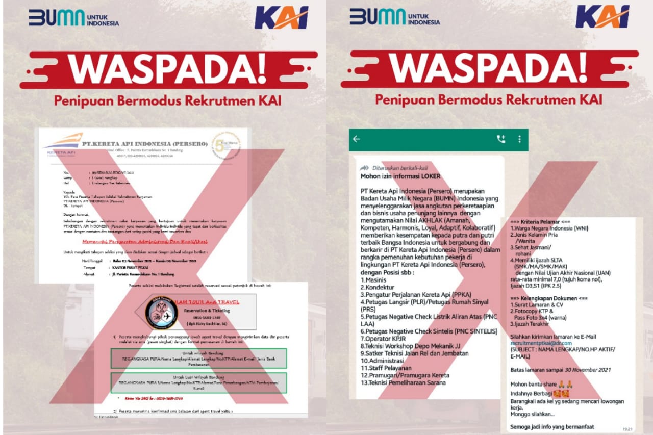 Kenali Modus Penipuan Rekrutmen KAI 2021, yang Asli Cuma di recruitment.kai.id