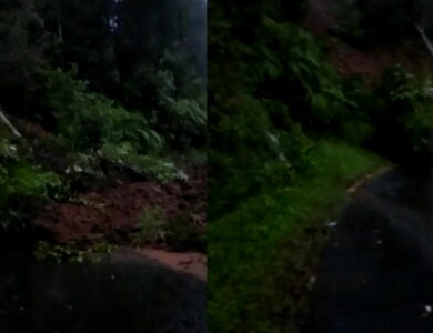 Tebing 25 Meter Longsor, Jalan Utama Sukanagara - Cianjur Tertutup Tanah
