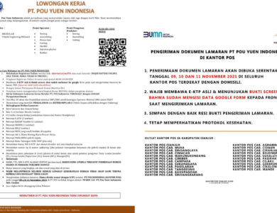 Ada Lowongan Kerja, Registrasi Pendaftaran Loker PT Pou Yuen Indonesia (PYI) di Link shorturl.at/nyIT6