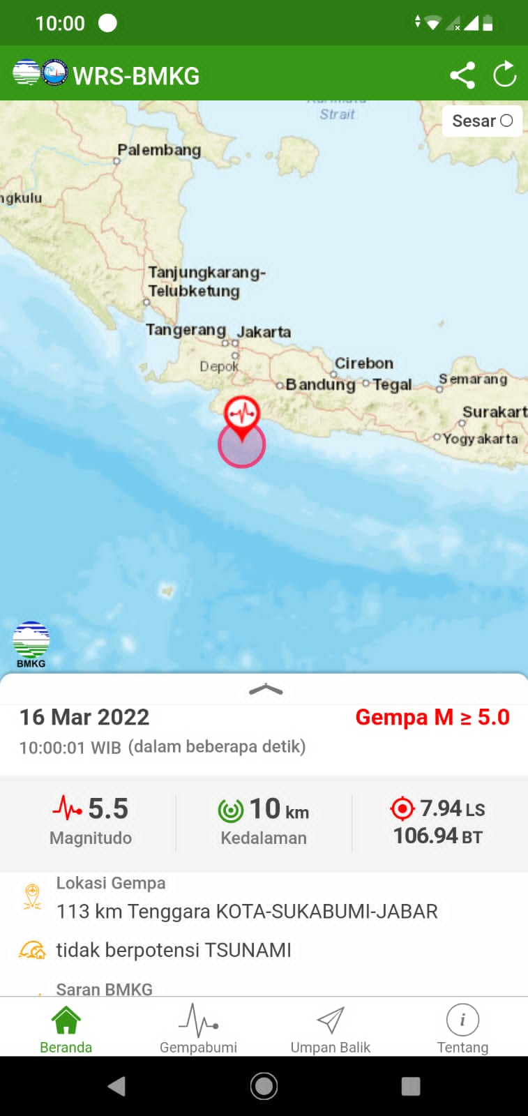 Gempa Sukabumi Hari Ini Terasa Sampai Cianjur