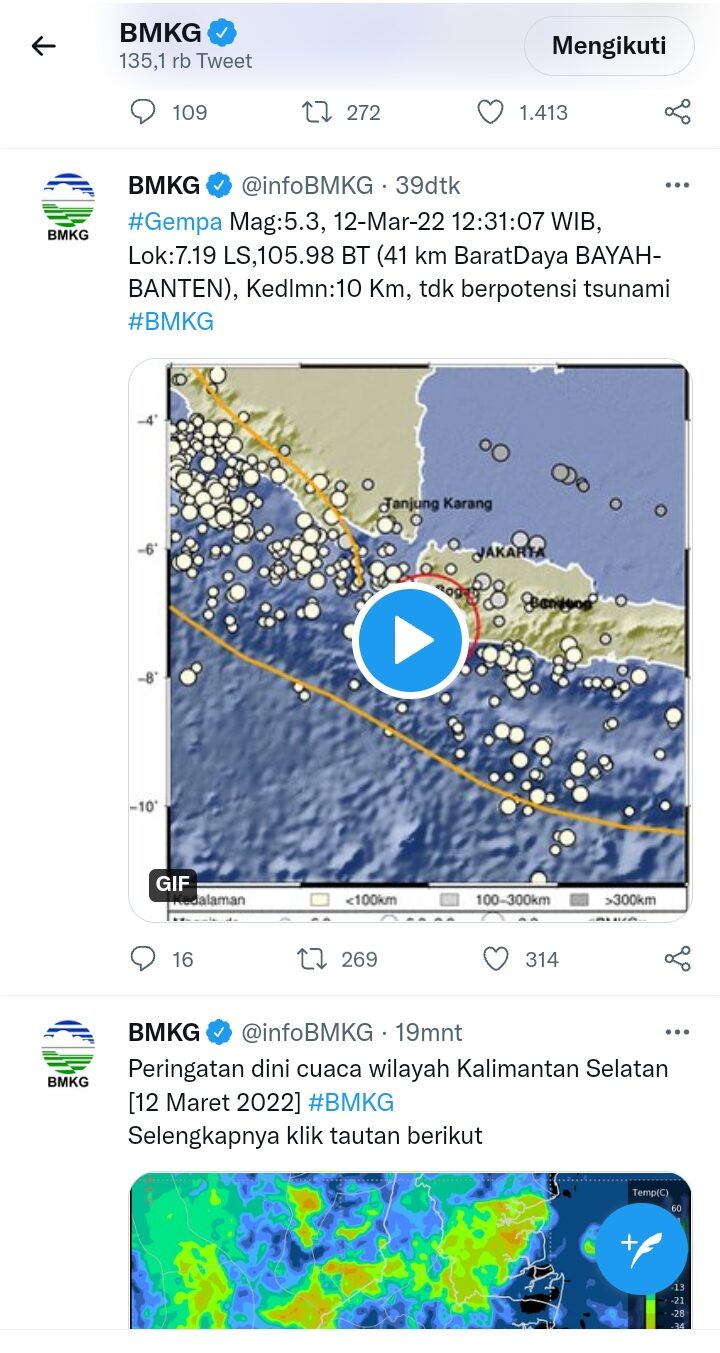 Gempa Bayah Banten dirasakan warga Cianjur