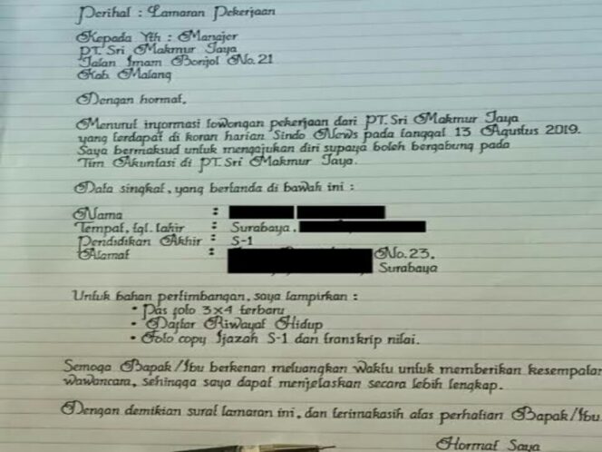 
 Cara membuat surat lamaran kerja