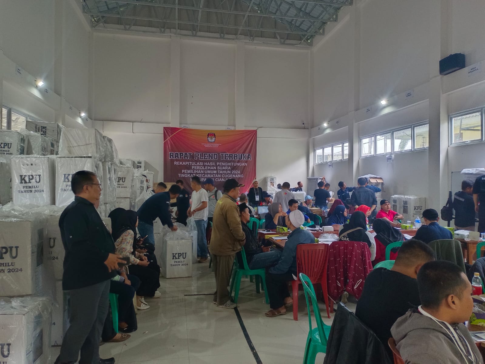 Penghitungan suara Pemilu tingkat Kecamatan Cugenang