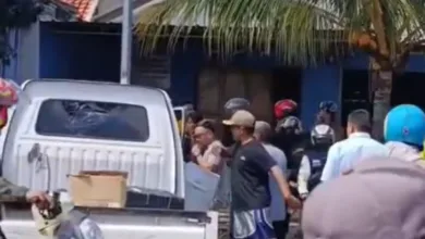 Empat orang luka ringan dalam kecelakaan beruntun di Jalan Bandung Kampung Mareleng Desa Cipeuyeum, Kecamatan Haurwangi, Cianjur.