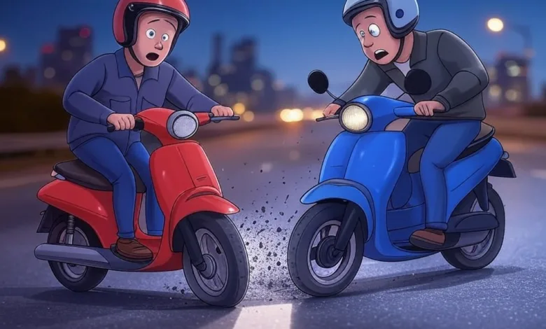 Kecelakaan sepeda motor terjadi di Jalan Perintis Kemerdekaan, Cianjur, akibat pengendara Yamaha Mio belok kanan tanpa hati-hati.
