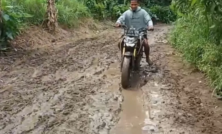 Jalan rusak parah sepanjang 4 km di Desa Neglasari, Agrabinta, menghambat ekonomi dan aktivitas warga.