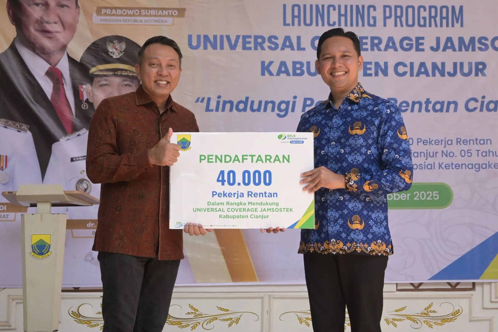 Pemkab Cianjur Luncurkan Universal Coverage Jamsostek, Targetkan 40.000 Pekerja Rentan