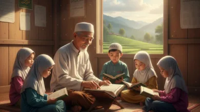 ILUSTRASI: Suasana kegiatan belajar mengajar seorang guru ngaji. Pemkab Cianjur menegaskan komitmennya untuk memuliakan para guru ngaji dan kini tengah menata ulang sistem penyaluran insentif agar lebih tepat sasaran dan berkelanjutan.