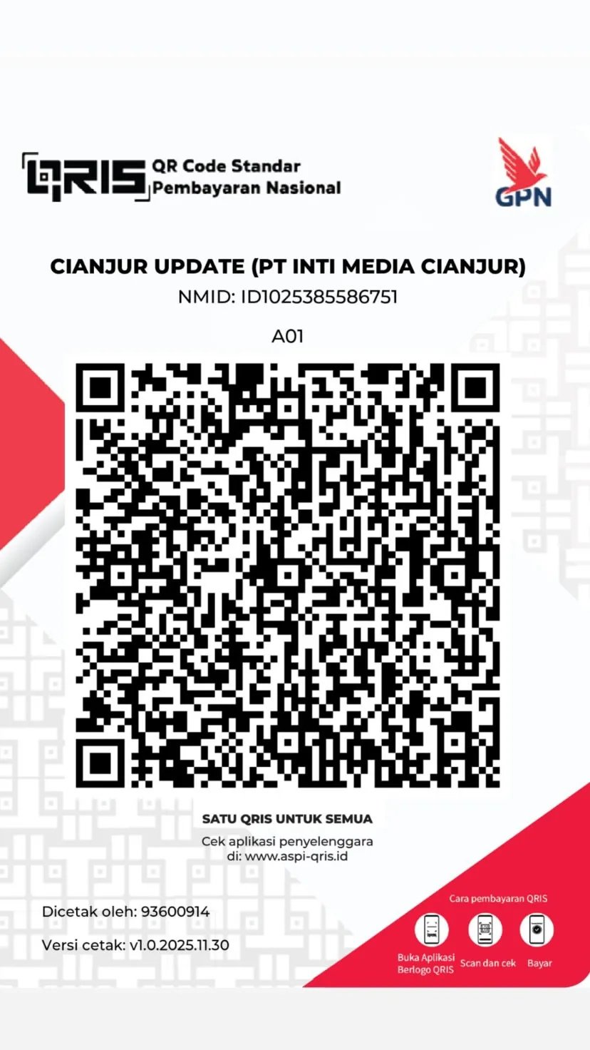 Tangkapan layar kode QRIS yang disiapkan Cianjur Update untuk memfasilitasi masyarakat yang ingin menitipkan donasi kemanusiaan secara aman dan terverifikasi.